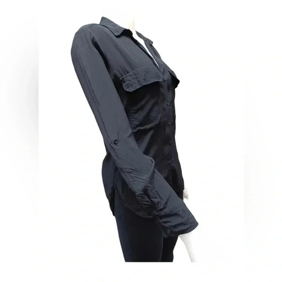 Zara Woman Black Long Sleeve Button Down Top Size Medium - Picture 3 of 9